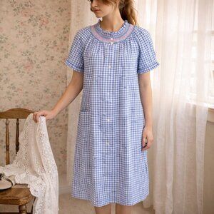 Dan Ellen House Dress Womens XL VTG Snap Front Sleep Gown Casual Relaxed Fit